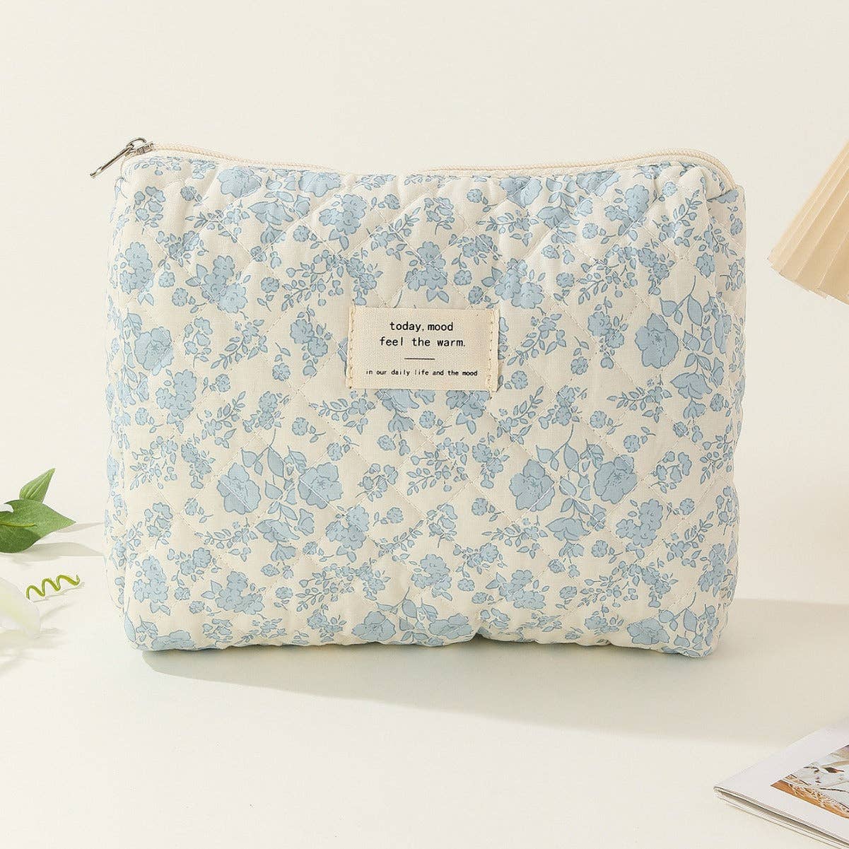 Quilted Floral Cosmetic Bag