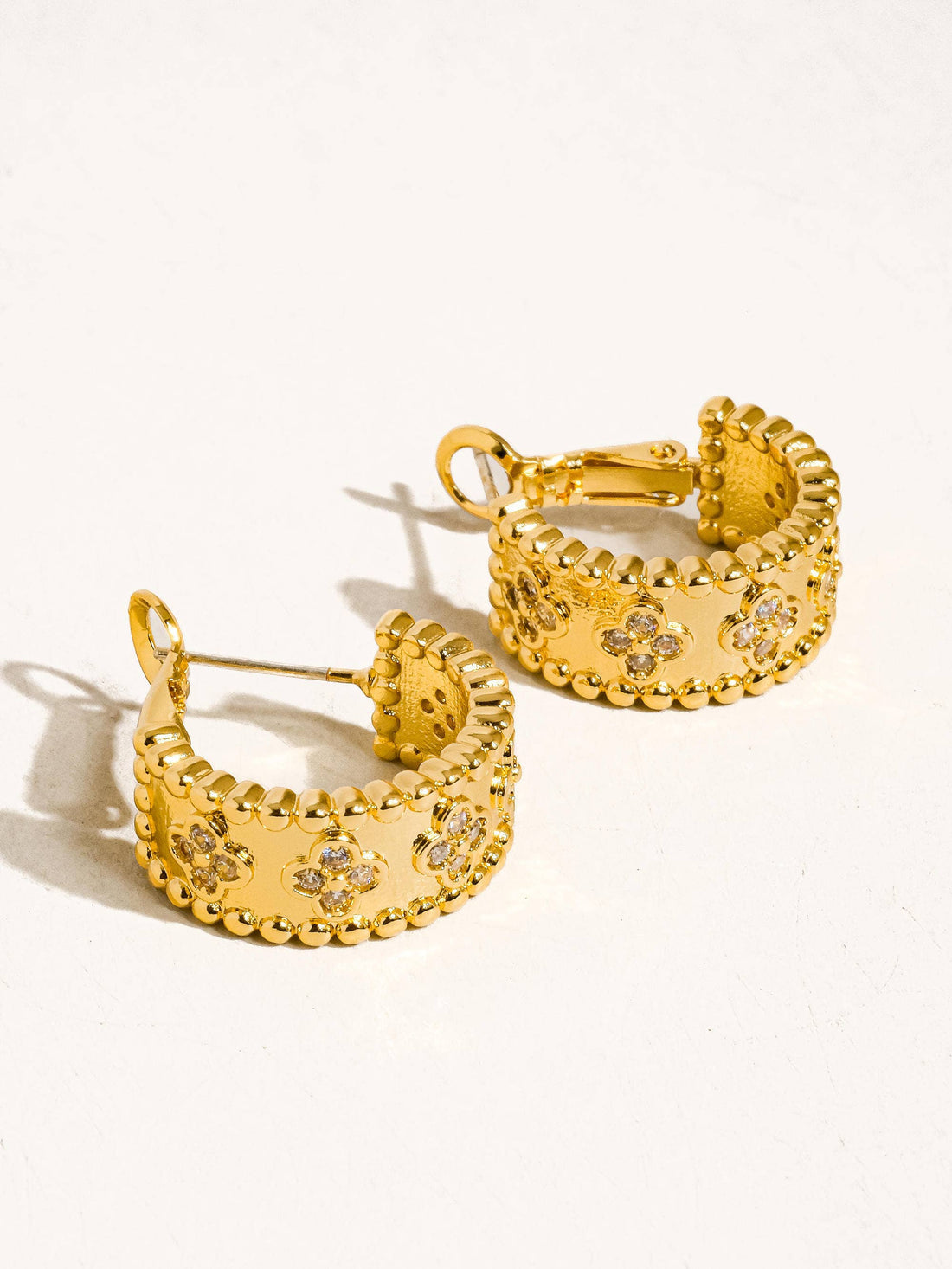 Gold Vintage Floral Hoop Earring