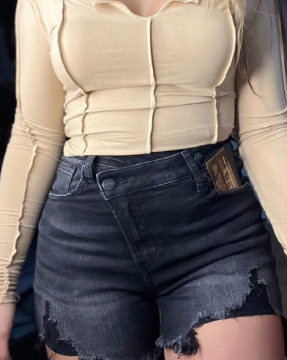 Liv Asymmetrical Distressed Shorts
