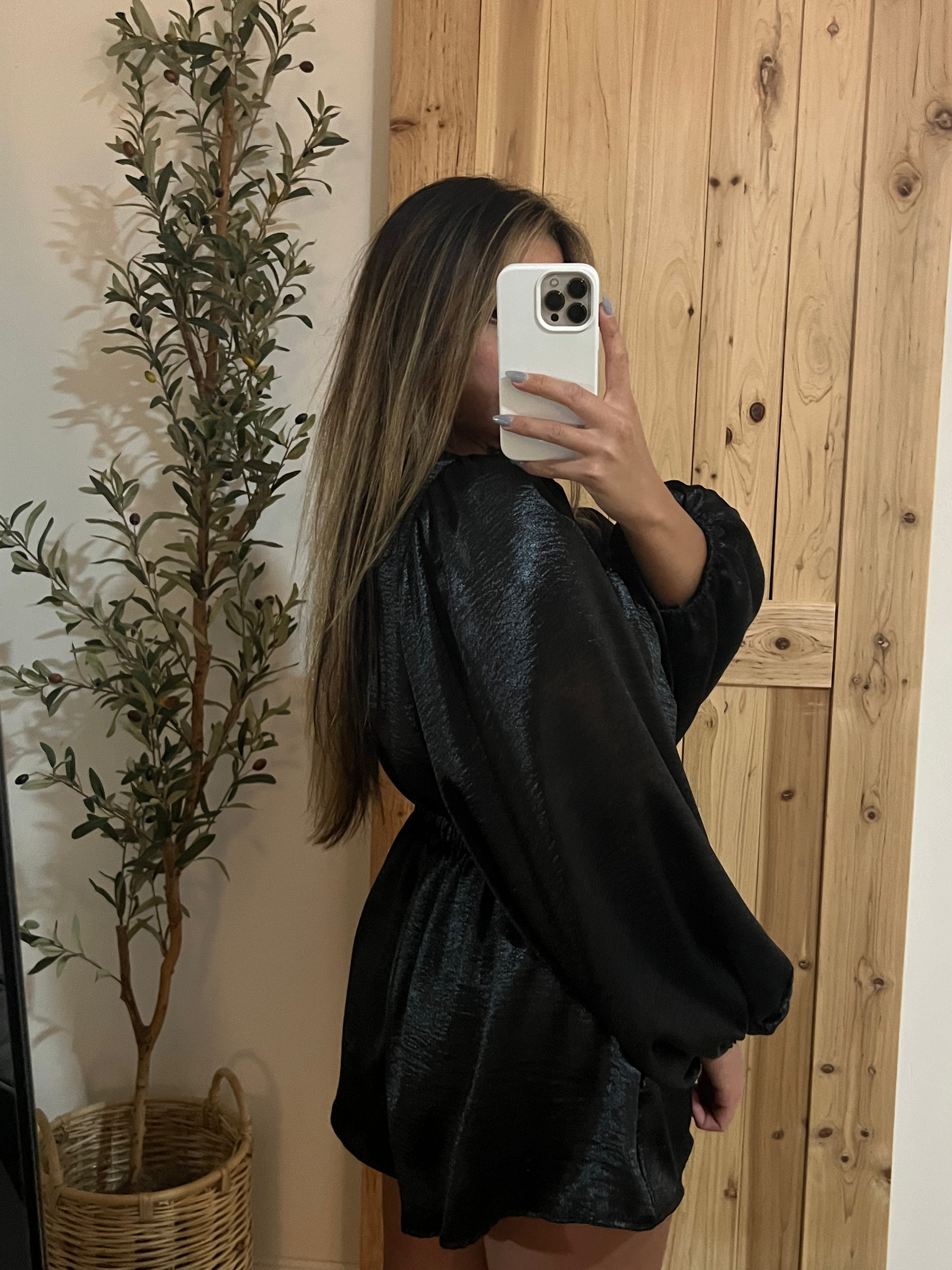 Black Satin Romper