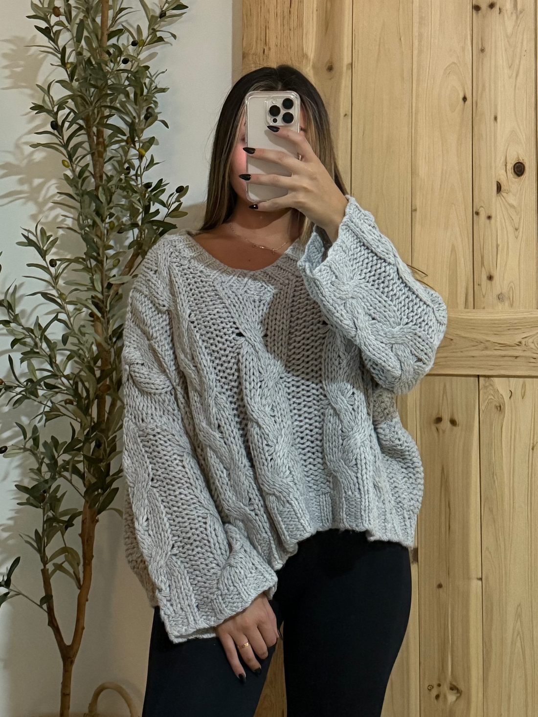 Gray Oversized Knit Sweater