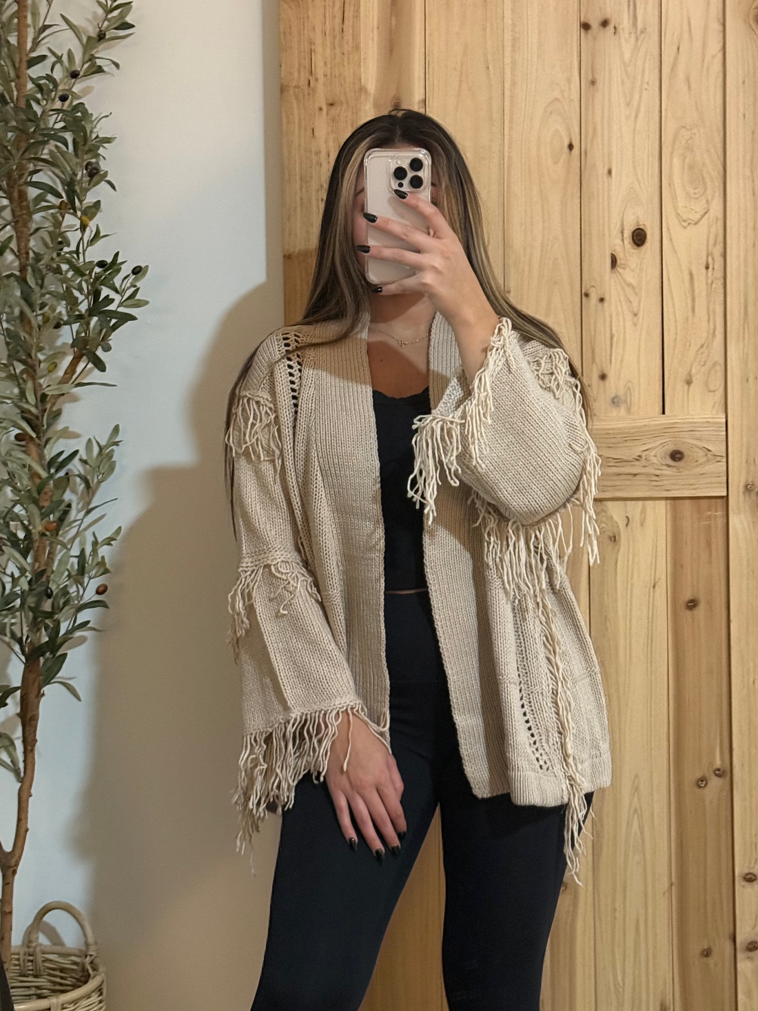 Fringe Cardigan / Tan