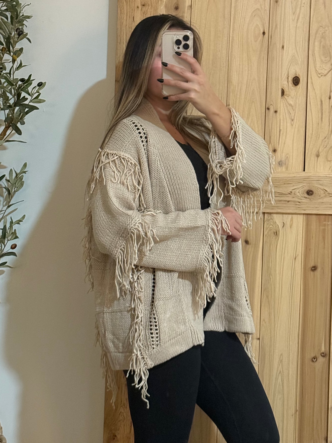 Fringe Cardigan / Tan