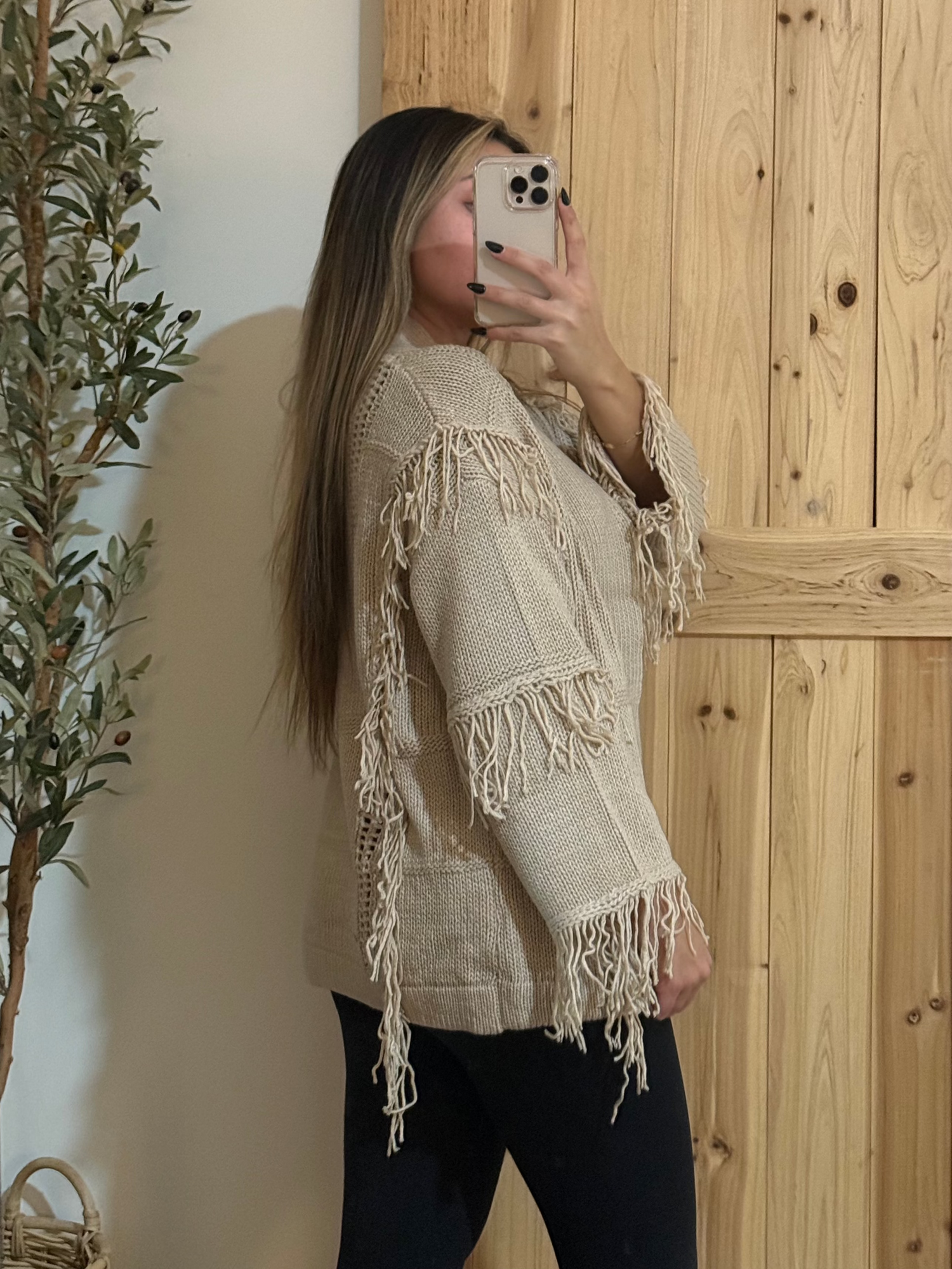Fringe Cardigan / Tan