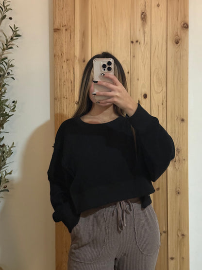 Waffle Knit Long Sleeve Top