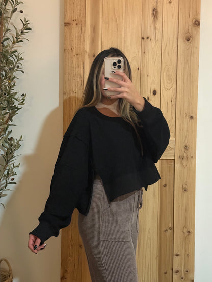 Waffle Knit Long Sleeve Top