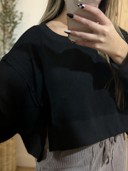 Waffle Knit Long Sleeve Top