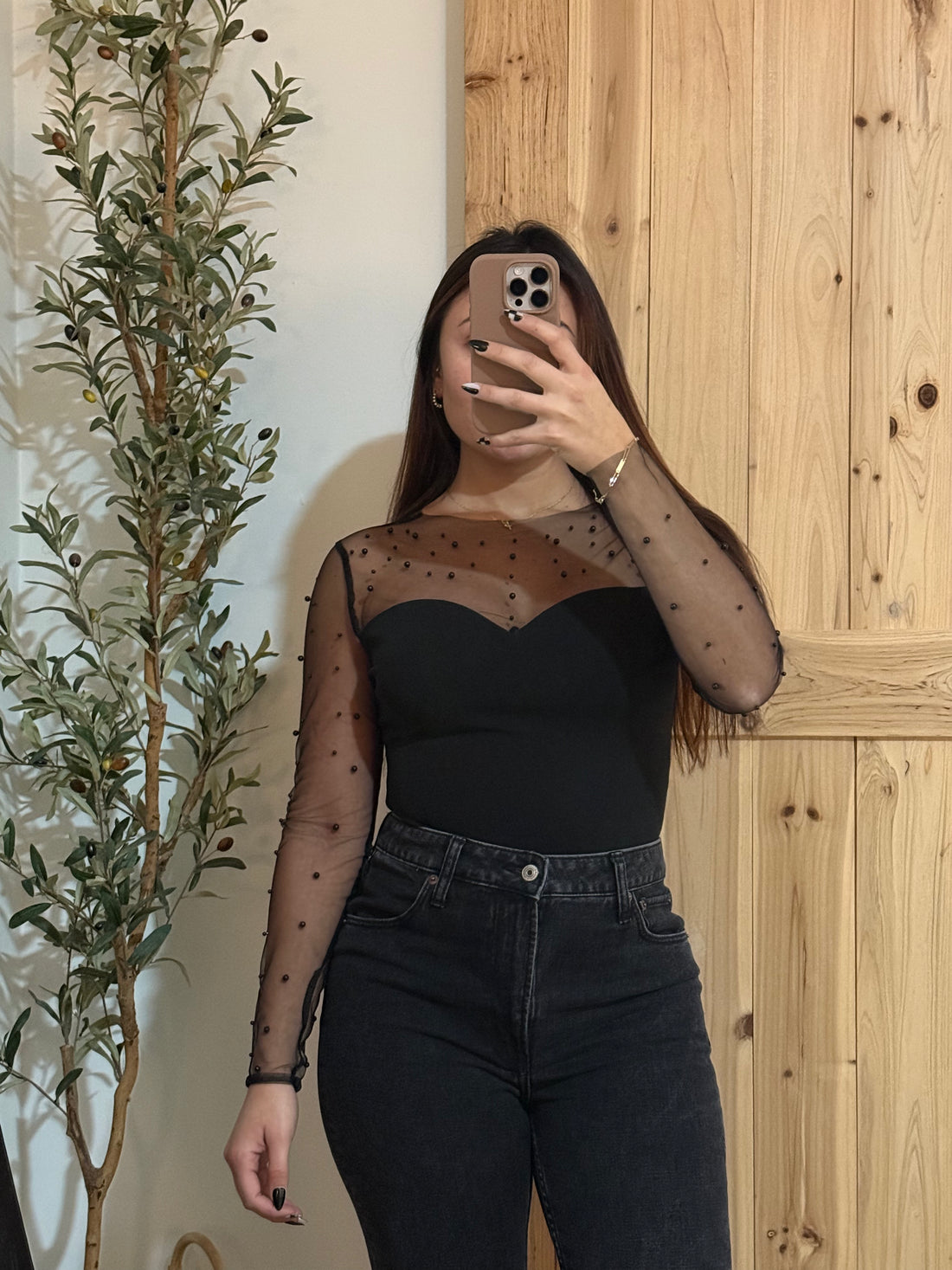 Embellished Mesh Bodysuit