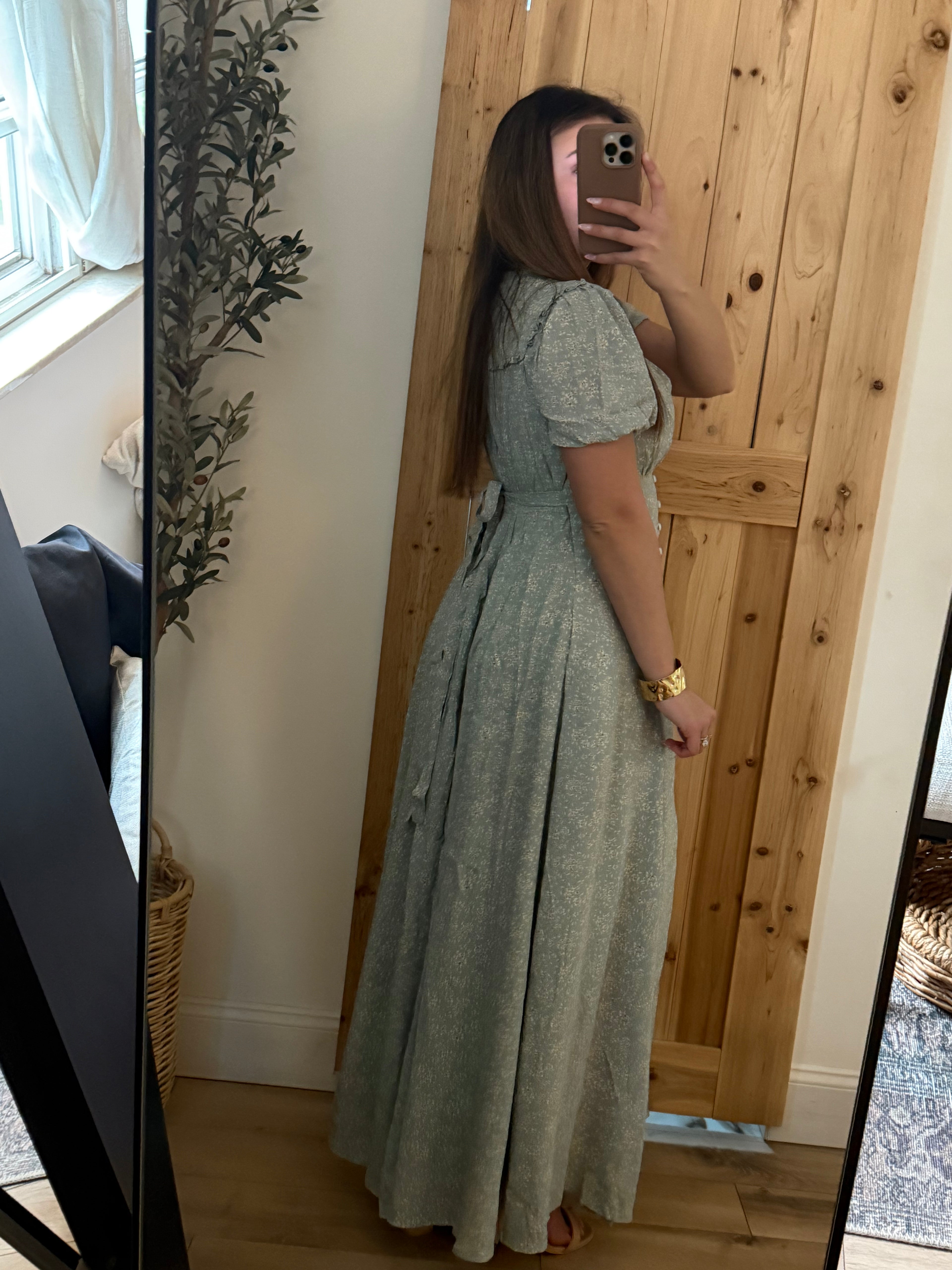 Sage Floral Dress