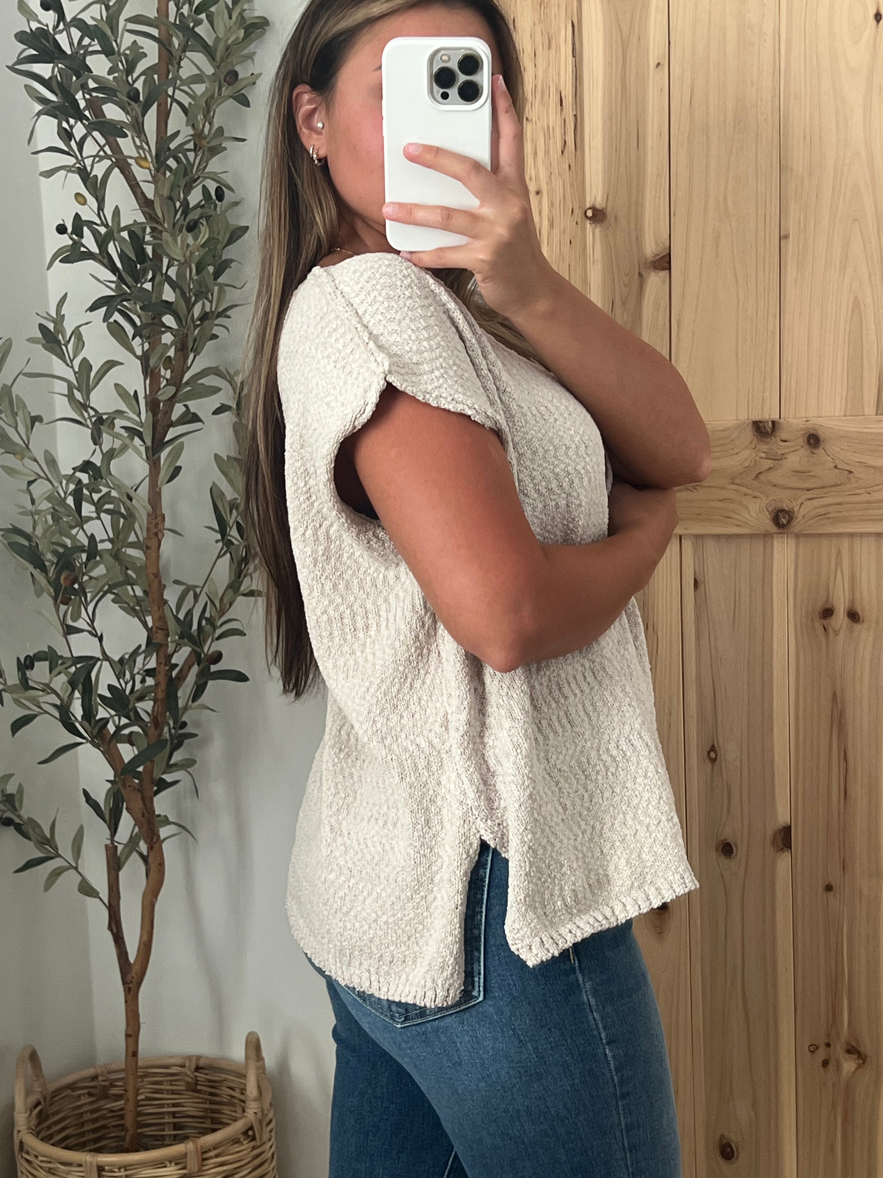 Kelsey Sweater Knit Top / Tan