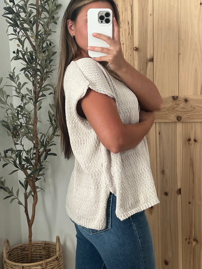 Kelsey Sweater Knit Top / Tan